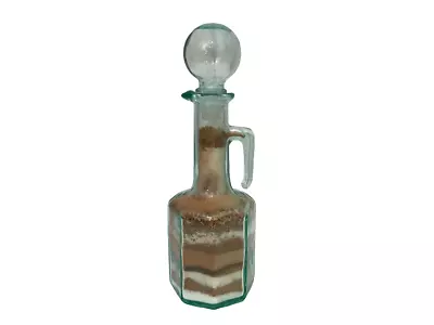 Mod. Dep. Vintage Green Sand Filled 250 Ml. Spouted Glass Bottle W/Stopper Italy • $26.88