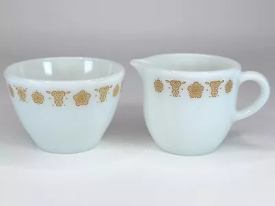 Pyrex Corning Butterfly Gold Creamer 722 & Open Sugar Bowl • $16.99