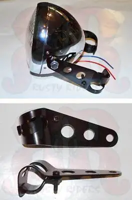 Black Side Mount Headlight Bracket Chopper Bobber Honda CB750 CB450 CB550 CB350 • $20.57