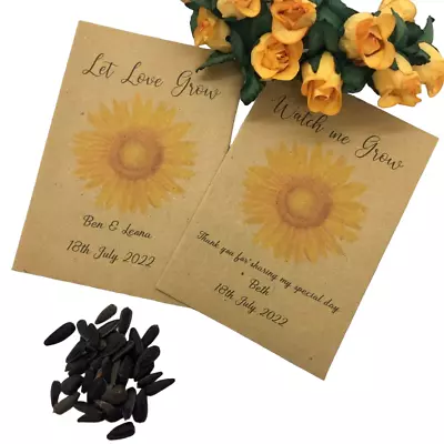 £12.50 • Buy 25 X Personalised Sunflower Seed Wedding Favours Communion Christening Baby Show