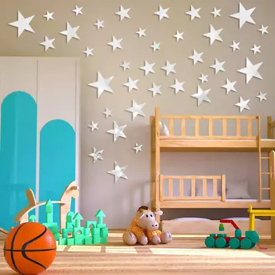 CUNYA 3D Acrylic Mirror Star Stickers 50 PCS Cute Simple Nursery Wall Decor Dec • $10.61