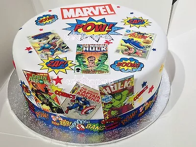 Edible Icing Superhero Comic Book Covers Cake Toppers Mens Cakes Spiderman • £2.99