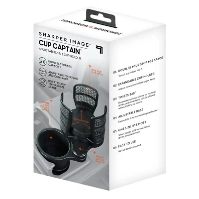 $7 • Buy Sharper Image Cup Captain Adjustable 2 In 1 Cup Holder Swivel New