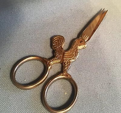 Vintage Antique Fancy Embroidery Baby Scissors W/ Rooster Chicken Mundial Italy • $7.99