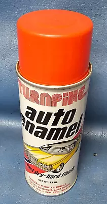 Vtg NOS Turnpike Auto Enamel Spray Paint 13oz Can ORANGE Rattles Full Can Sealed • $65