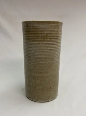 Vintage #4010 Zanesville Stoneware Pottery Ribbed Tan Vase 9 1/4” ZSC • $57.95