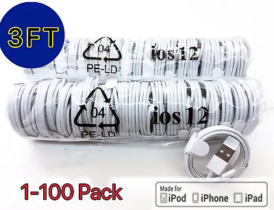 LOT 1-100Pack USB Charger Cable Cord For Apple IPhone 7P 8 X XR 11 12 13Pro Max • $76.89