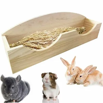 £17.49 • Buy Rabbit Hay Feeder Food Manger Wooden Hay Manger Rack Grass Holder Bowl