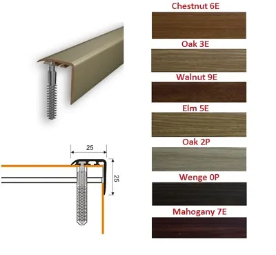 Stair Nosing Edge Trim Step Nose Floor Edging For Carpet Laminate Floor-1m 25x25 • £1.80