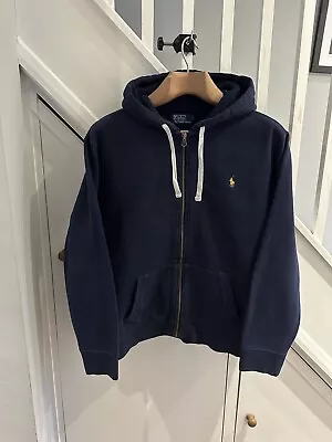 Polo Ralph Lauren Navy Blue Cotton Blend Full Zip Hoodie. 2XL XXL • £16