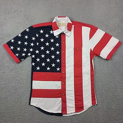 Scully Western Shirt Men's M Red White Blue American Flag Button Up Patriotic • $13.97