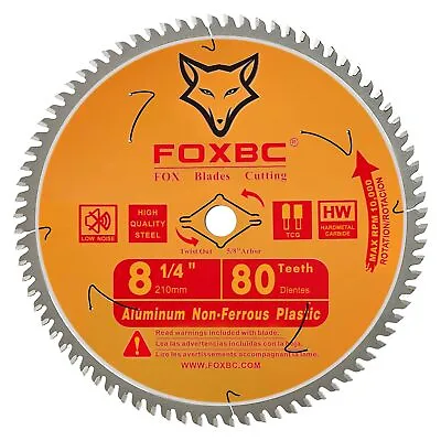 8-1/4 Inch 80-Tooth Table Saw Blade Metal Cutting 5/8-Inch Arbor For Aluminum • $25.49