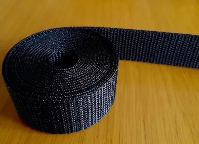 £1.40 • Buy Polypropylene Strap Webbing Black Strong Flat Strapping Like Nylon Heavy Duty