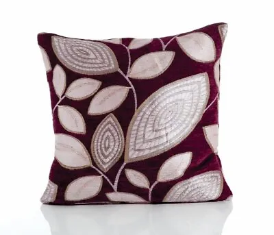 London Leaf Embroidered Chenille Unfilled Cushion Cover • £7.99