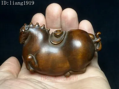 £25.20 • Buy 2.8  Old Chinese Boxwood Hand Carved Animal Carry Gold Ingot Tang Horse Statue