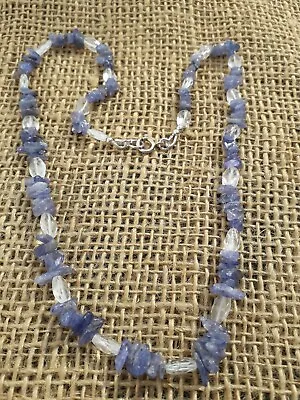 Tanzanite Necklace Faceted Rock Chrystal 925 Silver Bolt December Birthstone • £15