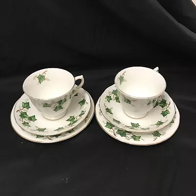 Colclough Ivy Leaf Design - Set Of Two Cups Saucers & Side Plates - VGC • £9.99