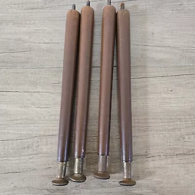 4 Vintage Dansette Style Mid Century Table Legs Brown Retro • £18.99