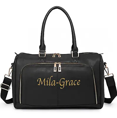 Personalised Faux Leather Maternity Changing Shoulder Bag - Black • £45