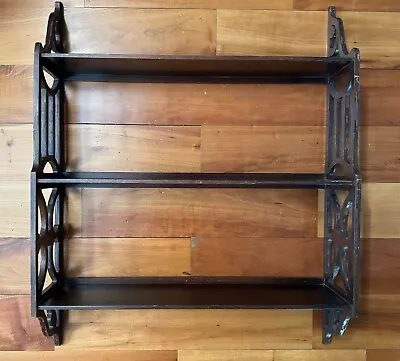 Vintage Wood 3 Tier Wall Shelf Curio Shelf • $59.99