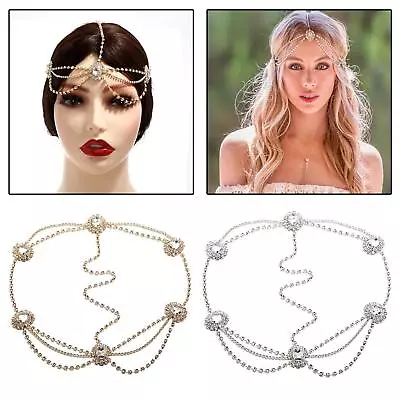 £7.91 • Buy Head Chain Rhinestones Boho Crysatal Drop Layered Head Piece For Party Women