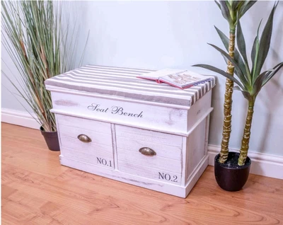 £94.28 • Buy Storage Bench With Drawers & Cushion, Hallway Bedroom Bench Seat, Shoe Cabinet