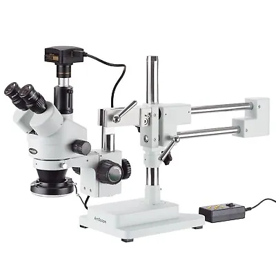 Amscope 3.5X-180X Trinocular Stereo Boom Microscope +18MP USB Camera + LED Light • $1091.99