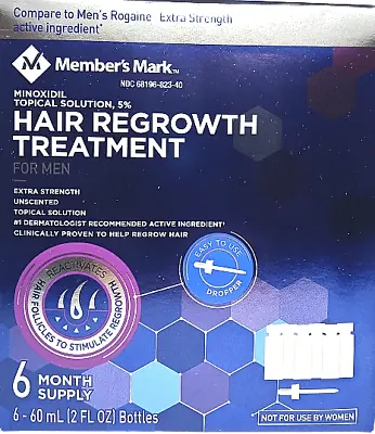 Member's Mark 5% Minoxidil Topical Hair Regrowth Treatment 1- 6 Months Exp 06/25 • $7.65