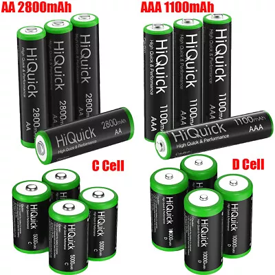 Lot AA AAA C D Cell 1100mAh ~10000mAh Rechargeable Batteries  Grden Solar Light • $13.99