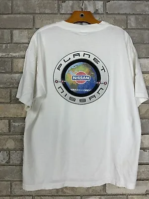 Vintage 90s Planet Nissan Back Graphic T Shirt Size XL Blank Car Truck Well Worn • $19.99