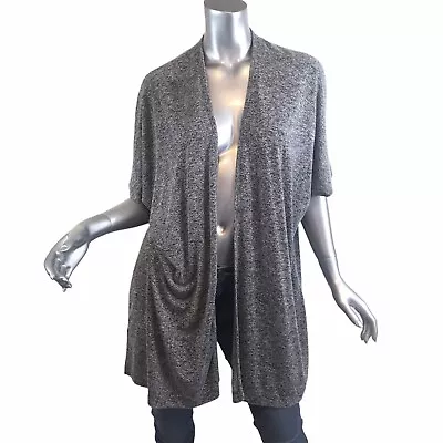 Joan Vass New York Women's Small Gray Short Sleeve Open Front Cardigan Tunic • $1.25