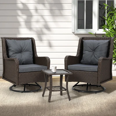 $382.09 • Buy Gardeon Outdoor Chairs Patio Lounge Setting 3 Pcs Wicker Chair Table Bistro Set