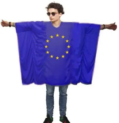 Adults Europe European Union EU Flag Poncho Patriotic Supporters Fancy Dress • £24.95