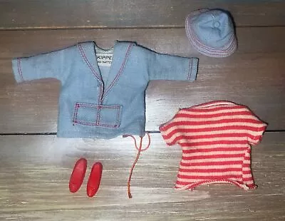 Vintage Barbie 1968  Skipper #1917 Land And Sea  Denim Sailing Outfit Hat Shoes • $12.99