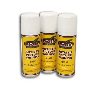 200ml LOXLEY ARTISTS SPRAY PICTURE VARNISH OIL ACRYLIC - MATT Or SATIN Or GLOSS • £21.99