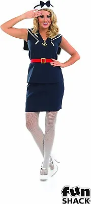 Fun Shack Ladies Sailor Navy Girl Costume/Outfit Size Medium 12-14 Top Skirt Hat • £36.95