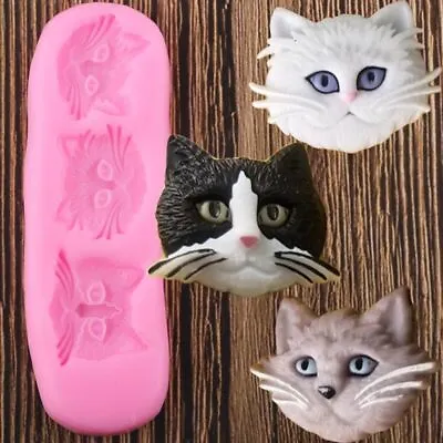 £8.07 • Buy 1PC Cat Face Silicone Mold Cholate Gumpaste Cake Topper Mould Polymer Clay Craft