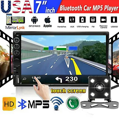 Bluetooth Car Stereo Radio 2 DIN 7  HD MP5 Player Touch Screen 4 LED Back Camera • $50.40