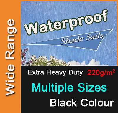 Heavy Duty Waterproof Water Proof Shade Sail Black Triangle Square Rectangle • $129.90