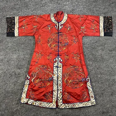 Antique Chinese Qing Dynasty Robe Hand Embroidery Textile Vintage READ • $150