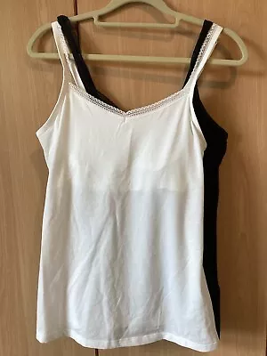 Marks & Spencer Support Vests X 2 Black White Size 12 • £3