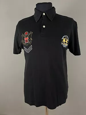 La Martina Buenos Aires Mens Polo Cotton Short Sleeve Logo 2 Black Size XL • $30