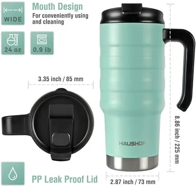 $20.99 • Buy HAUSHOF 24oz Travel Mug Stainless Double Wall Vacuum Insulated Tumbler W/ Handle