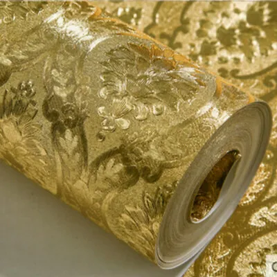 Luxury Gold Wallpaper Retro Vintage Embossed Glitter Sparkle Wall Paper • £11.90