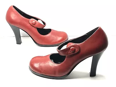 Candie’s Vintage Heels Red Leather Mary Jane Pumps Women’s Shoes Size 6.5 US • $38