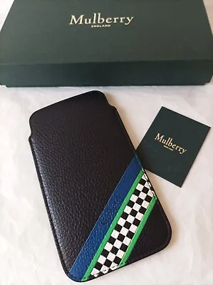 Mulberry Blue Racing Universal Leather Phone Case With Card Slots Gift Box NEW • £85