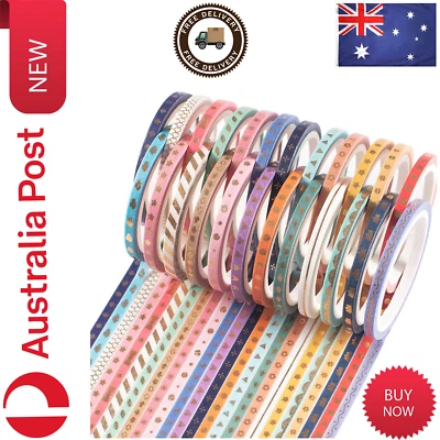 $14.99 • Buy New 24 Rolls Washi Tape Set, Foil Gold Skinny Decorative Masking Tape, 3MM Wide