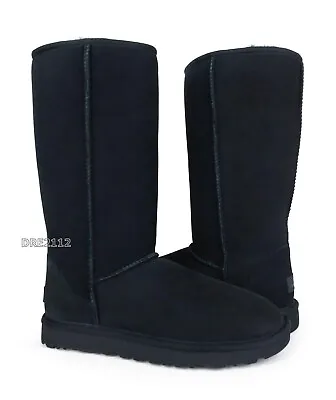 UGG Classic Tall II Black Suede Fur Boots Womens Size 6 -NIB- • $132.95