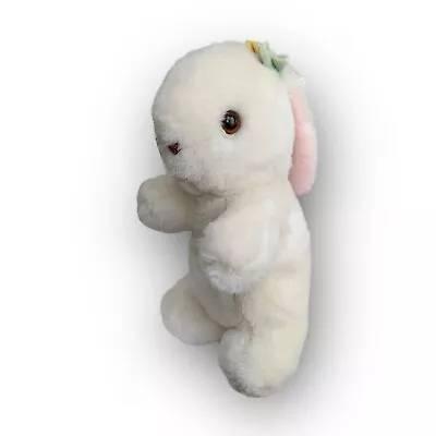 Gund 1976 BABY White Baby LUV ME Bunny Rabbit Rattle Plush 11  Pink Vintage • $25.50