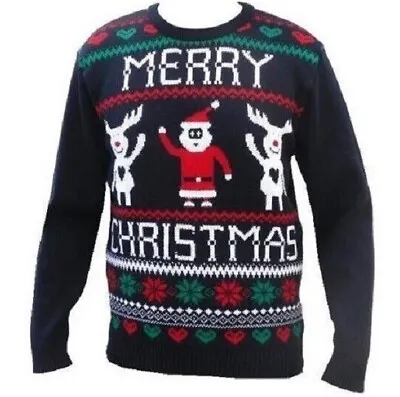 New Unisex Men Women Santa Merry Xmas Christmas Novelty Fairisle Jumper Sweater • £16.99